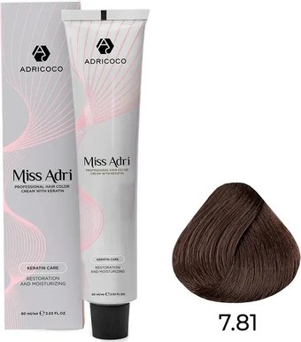 Крем-краска Adricoco Miss Adri 7.81 (100мл, блонд карамельный пепельный)