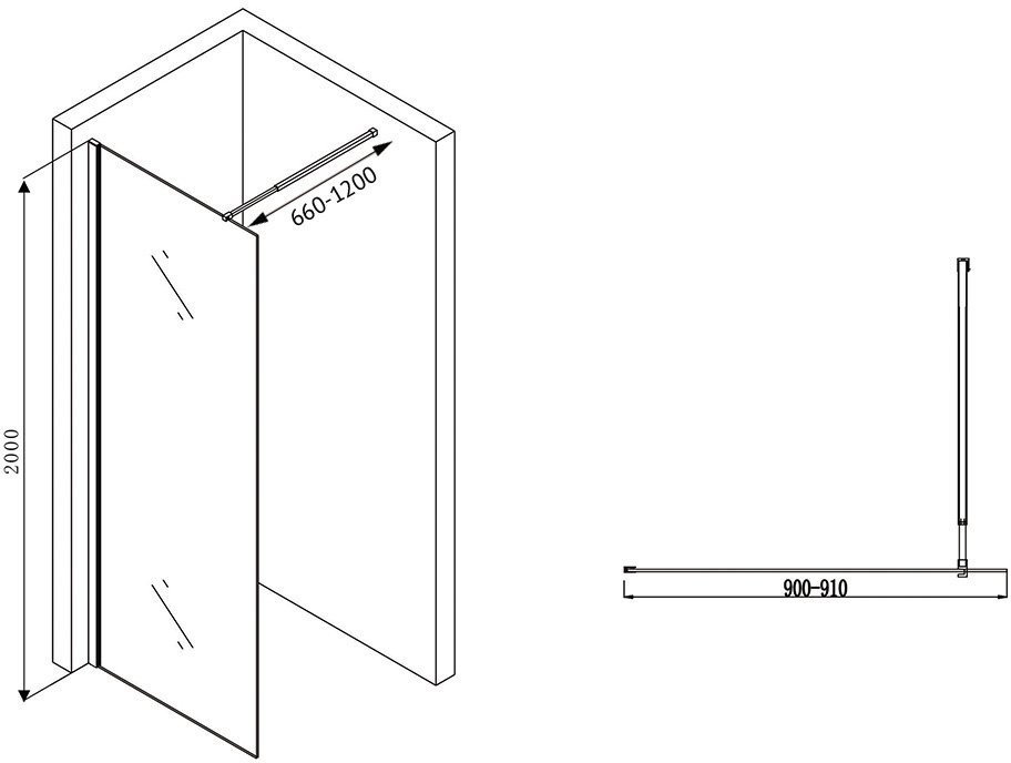 Душевая стенка Abber Immer Offen AG61090B