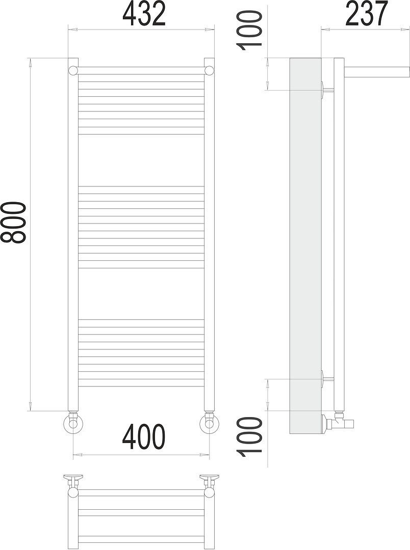 Полотенцесушитель TERMINUS Аврора П16 400x800 (с полкой)