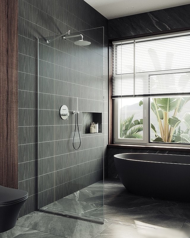 Душевая стенка MaybahGlass 195x79 MGD-695-5у (прозрачное стекло/хром матовый)