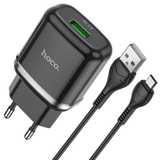 Сетевое зарядное Hoco N3 microUSB (черный)