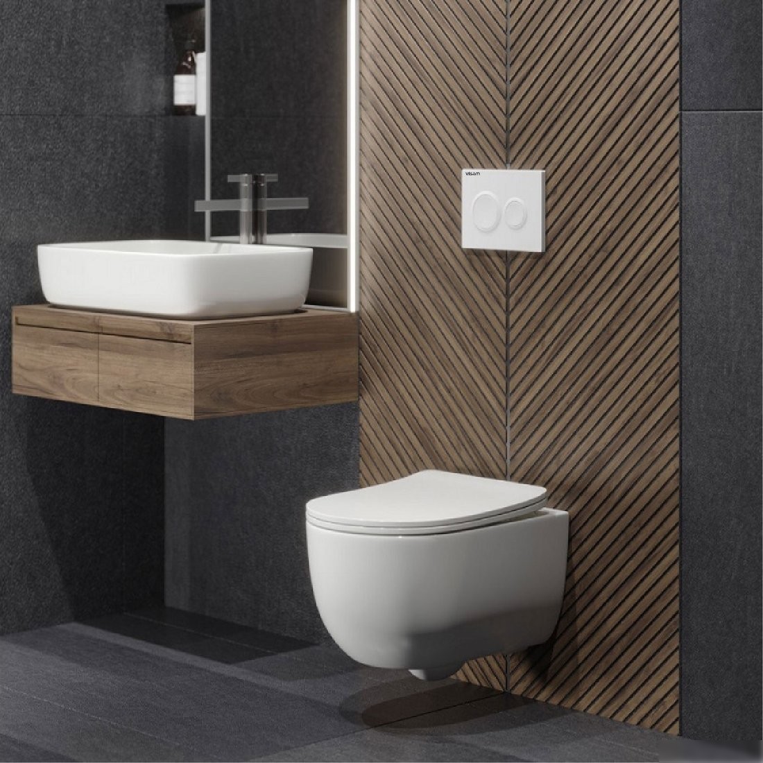 Унитаз подвесной Berges Wasserhaus Ventas Rimless + Visam Slim 525 EX-043239 (с сиденьем)
