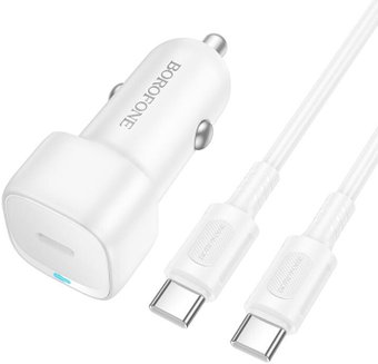 Автомобильное зарядное Borofone BZ34A USB Type-C (белый)