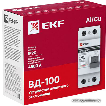 Устройство защитного отключения EKF PROxima 2P-25А-30мА ELCB-2-25-30-EM-PRO