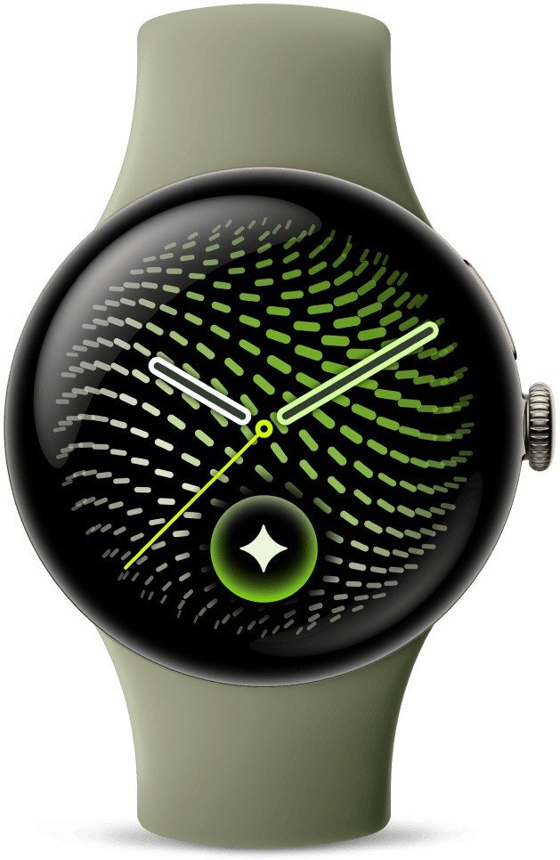 Умные часы Google Pixel Watch 5 45 мм (пирит сатиновый/обсидиан, спортивный силиконовый ремешок)