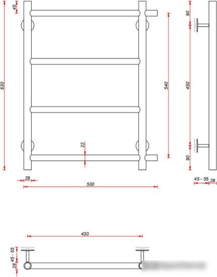 Полотенцесушитель Fincopper FCEB 63x50 (черный)