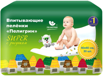 Пеленка одноразовая Пелигрин Super 60x60 (30 шт)