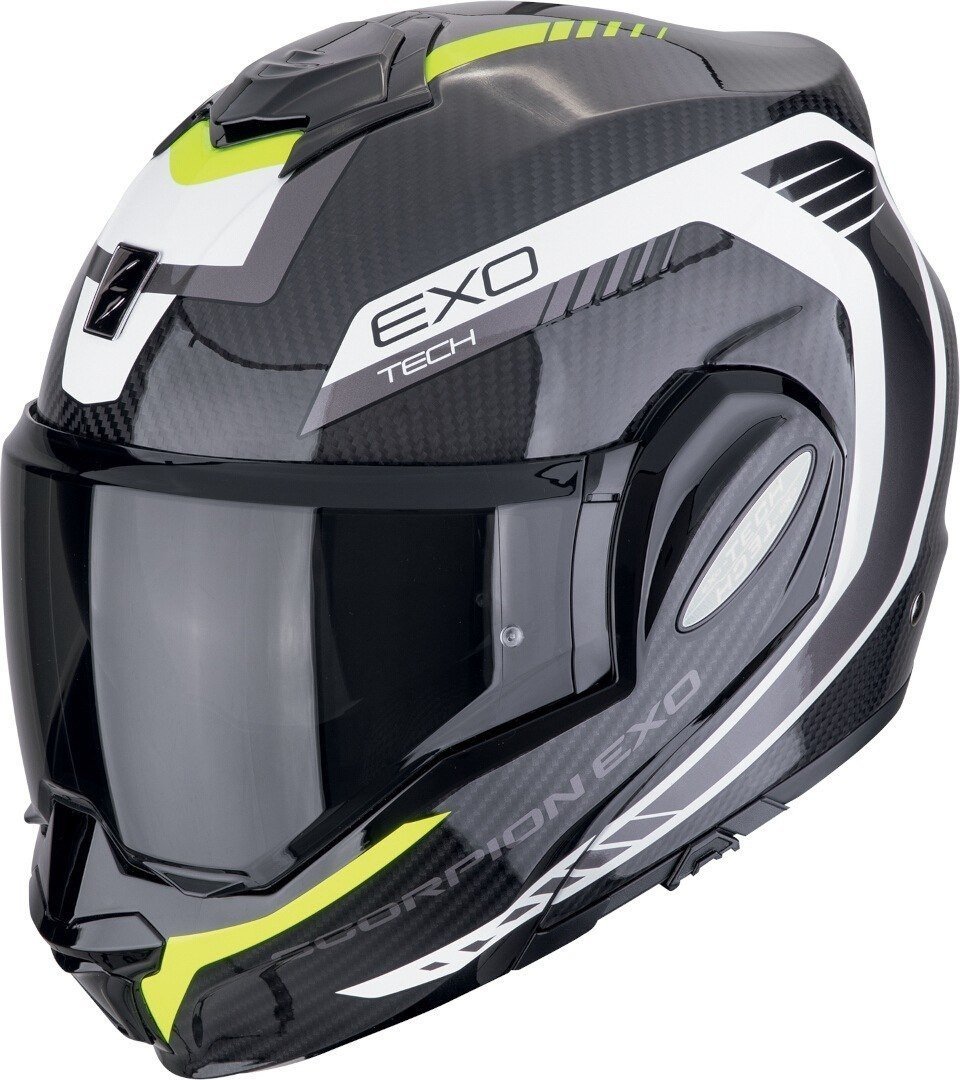 Мотошлем Scorpion Exo Exo-Tech Evo Carbon Cosy (р. M, карбон/желтый неон/белый)