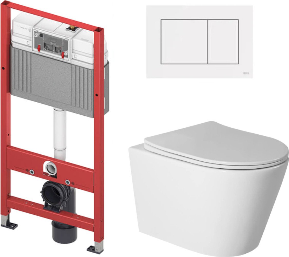 Унитаз подвесной Saniteco Torando T-201W + TECE Kit 9400413 (с кнопкой белый)