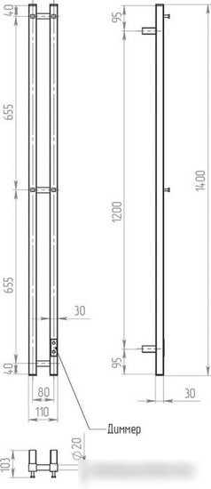 Полотенцесушитель Двин X-2 Plaza Neo 140x8 BL