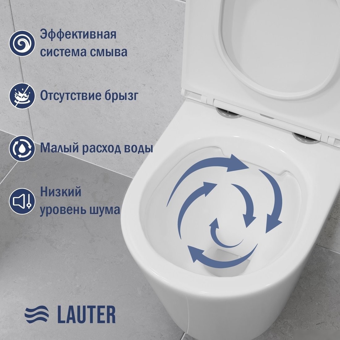 Унитаз подвесной Lauter Longer 2110822 + GROHE Rapid SL 38721001 с кнопкой (овальная, хром)