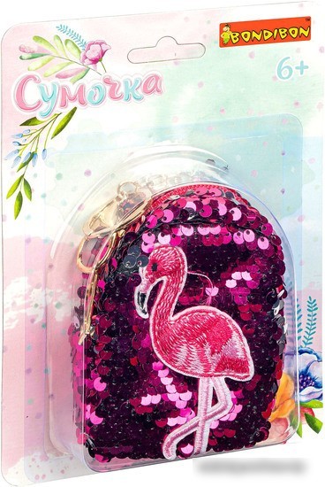 Сумочка-игрушка Bondibon Фламинго с пайетками ВВ4917