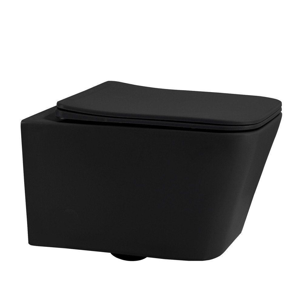 Унитаз подвесной Abber Rechteck AC1201MB-AC0105-AC0120MB (с кнопкой смыва)