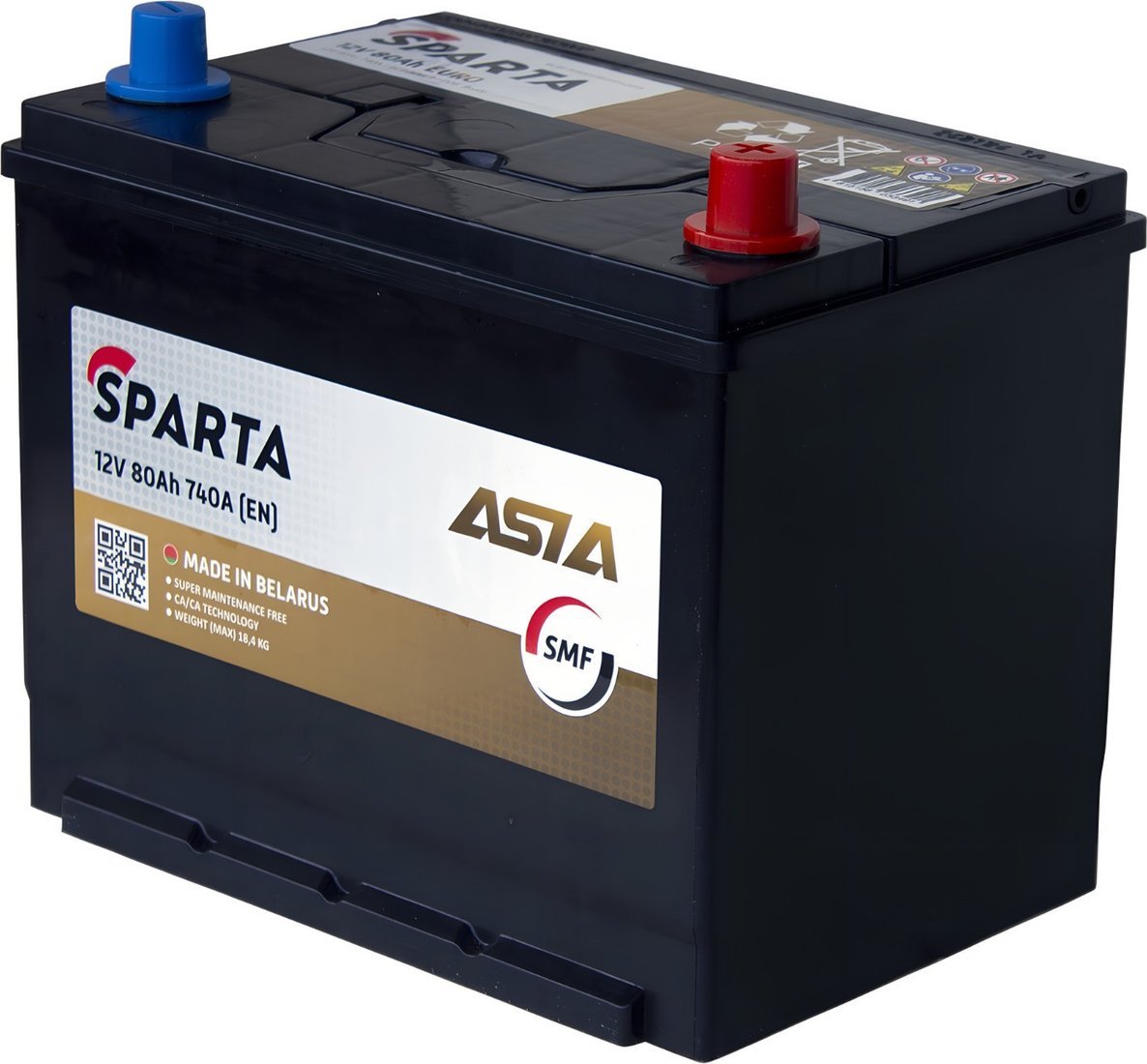 Автомобильный аккумулятор Sparta Asia 12V R+ Евро (80 А·ч)