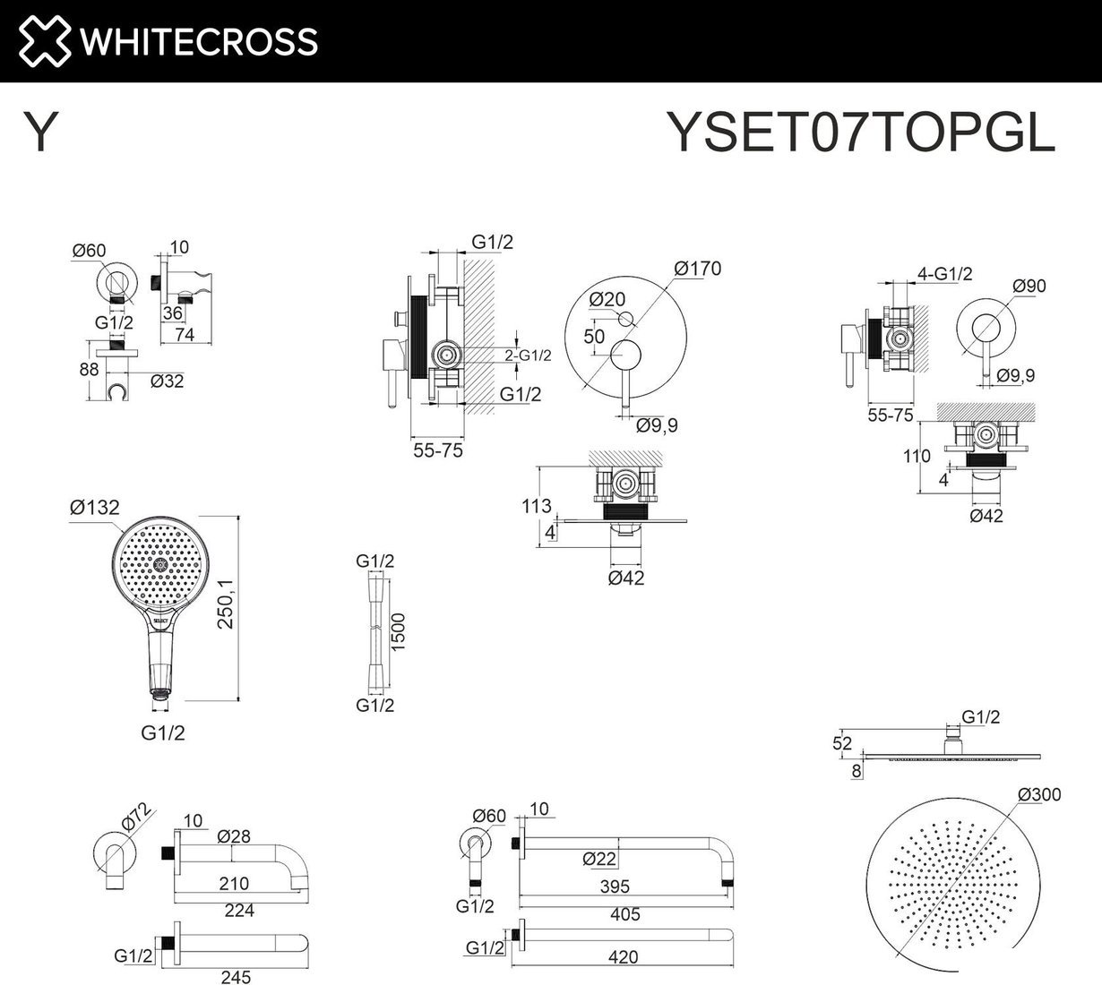 Душевая система Whitecross Y YSET07TOPGL (золото)