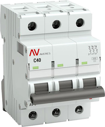 Выключатель автоматический EKF Averes AV-6 3P 40A (C) 6kA mcb6-3-40C-av