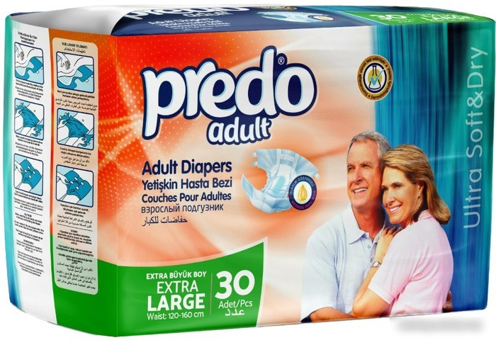 Подгузники для взрослых Predo ХL 120-160см AD-134/extra large (30 шт)