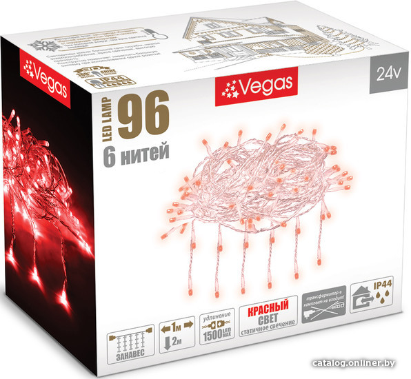 Световой дождь Vegas 55021 96 LED (красный)