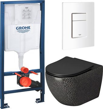 Унитаз подвесной Grossman Color GR-4411BBLS + GROHE Rapid Sl 38772SH0 (с кнопкой)