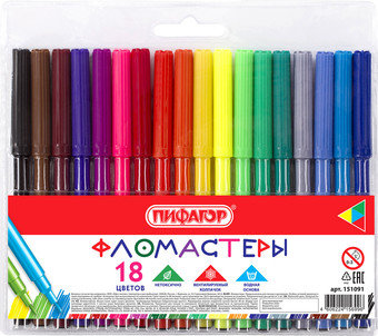 Фломастеры Пифагор 151091 (18 шт)