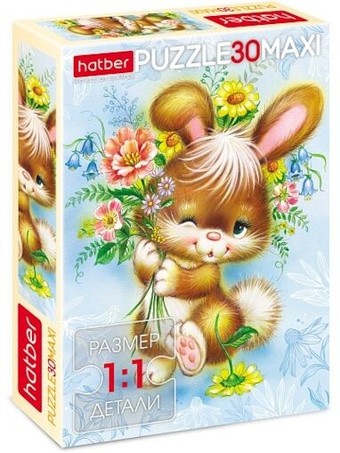 Мозаика/пазл Hatber Maxi Зайка с цветами 30ПЗ4_00061