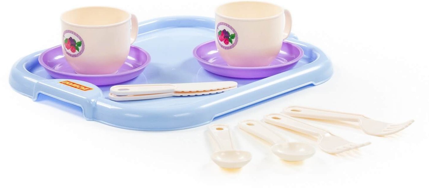 Набор игрушечной посуды Полесье Минутка с подносом 80509 (на 2 персоны)