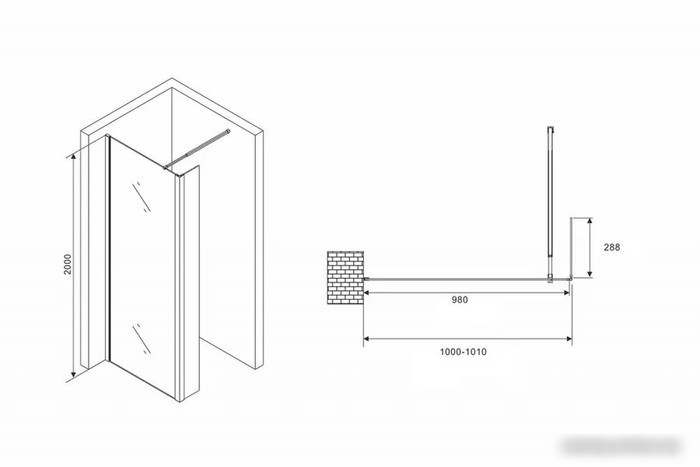 Душевая стенка Abber Immer Offen AG66100B