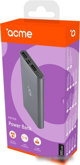 Внешний аккумулятор ACME PB15G 10000mAh (серый космос)