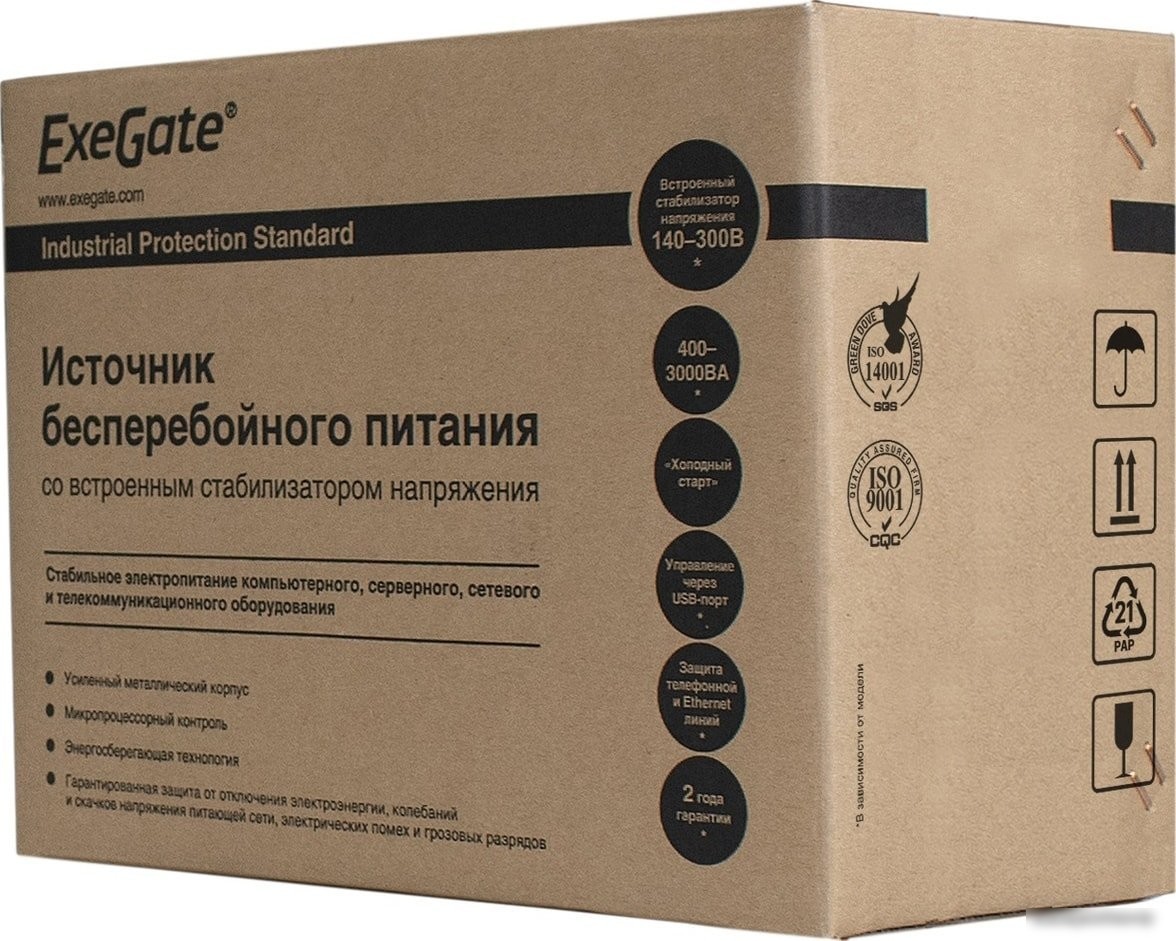 Источник бесперебойного питания ExeGate Power Back BNB-650.LED.AVR.C13.RJ.USB