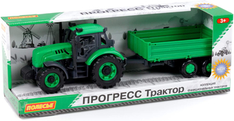 Трактор Полесье Прогресс с бортовым прицепом 91260 (зелёный)