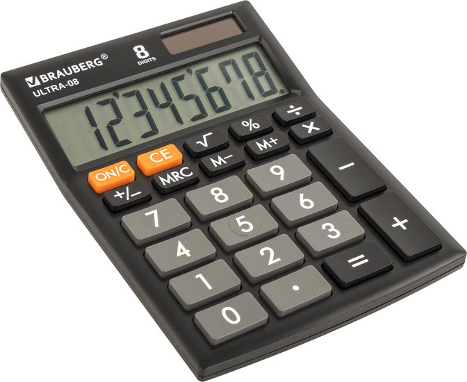 Бухгалтерский калькулятор BRAUBERG Ultra-08-BK 250507 (черный)