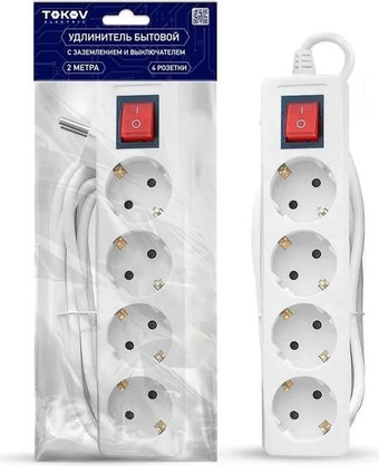 Удлинитель Tokov Electric TKE-C01-BU4-2-1-ZV