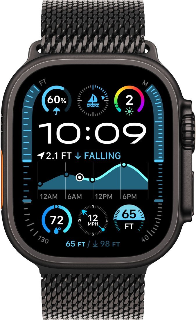 Умные часы Apple Watch Ultra 2 LTE 49 мм (титановый корпус, черный/черный, миланская петля S)