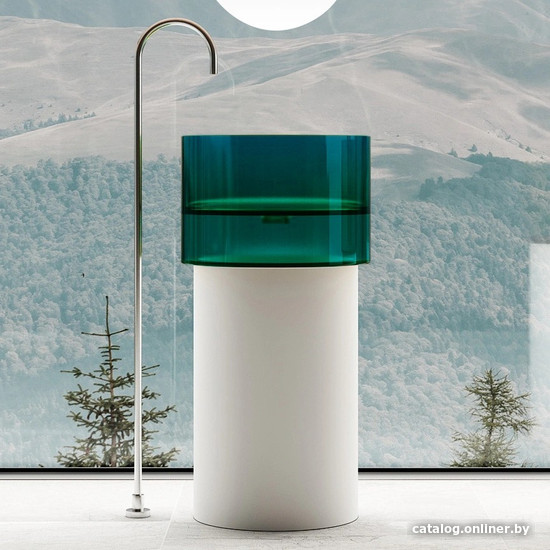 Умывальник Abber Kristall AT2701White-Aquamarin-H (белый/бирюзовый)
