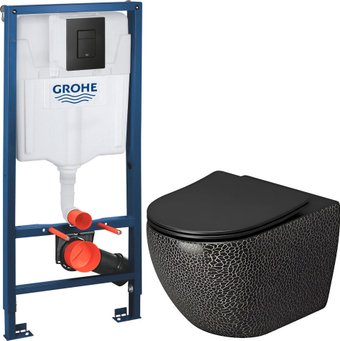 Унитаз подвесной Grossman Color GR-4411BBLS + GROHE Solido 38811KF0 (с кнопкой)