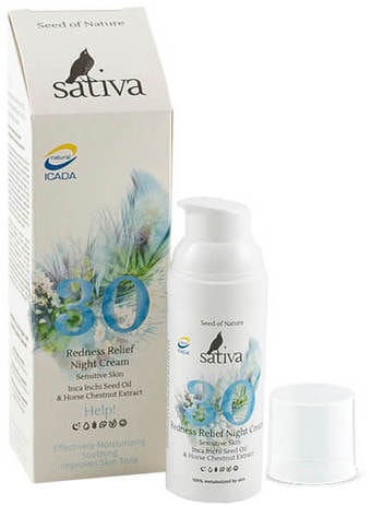 Sativa Крем-флюид №30 ночной для чувствит. и легкокрасн. кожи 50 мл