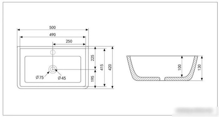 Умывальник Abber Rechteck AC2203 (белый)