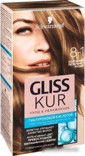 Крем-краска для волос Gliss Kur Уход и увлажнение 8-1 холодный пепельно-русый