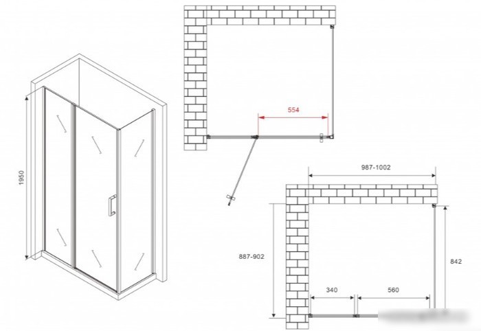 Душевой уголок Abber Sonnenstrand AG04100BS-S90B