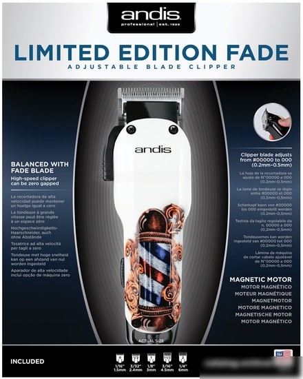 Машинка для стрижки волос Andis Fade Limited Edition Barber Pole Adjustable Blade Clipper US-1