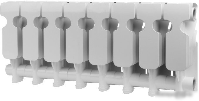 Алюминиевый радиатор Rommer Plus 200 (4 секции, с монтажным комплектом и кранами)