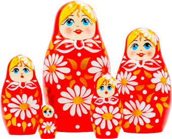 Развивающая игра Брестская Матрешка В красном наряде с ромашками (набор 5 шт)