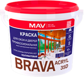 Краска Brava Acryl 35D ВД-АК-1035Д 5 л (белый полуматовый)