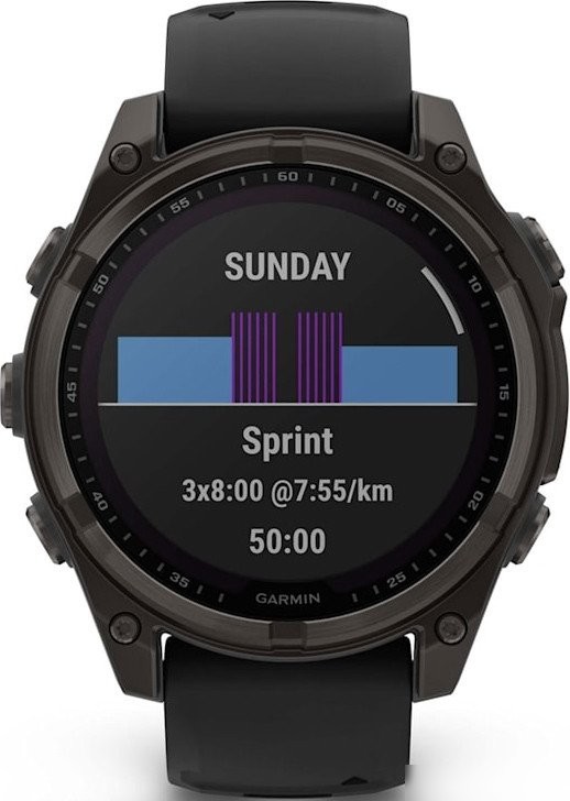 Умные часы Garmin Fenix 8 Solar, Sapphire 47мм (титановый угольно-серый DLC с черным ремешком)