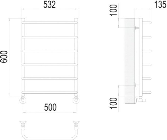 Полотенцесушитель TERMINUS Стандарт П6 500x600 нп