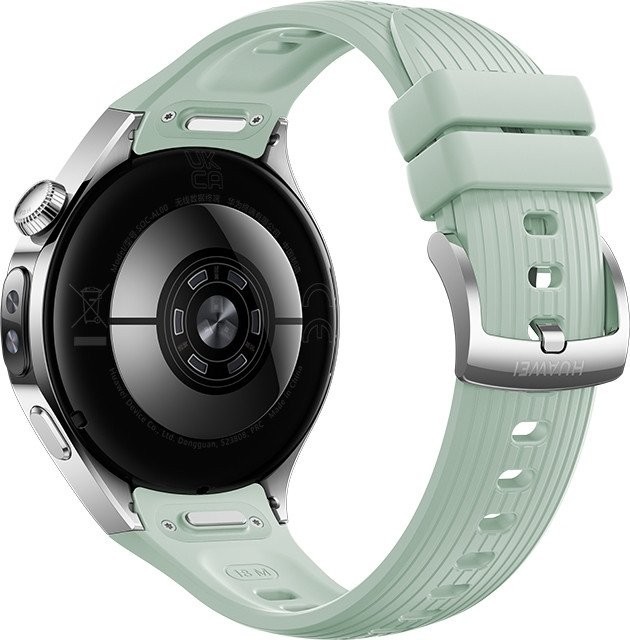 Умные часы Huawei Watch 5 42 мм (серебристый, с зеленым силиконовым ремешком, международная версия)