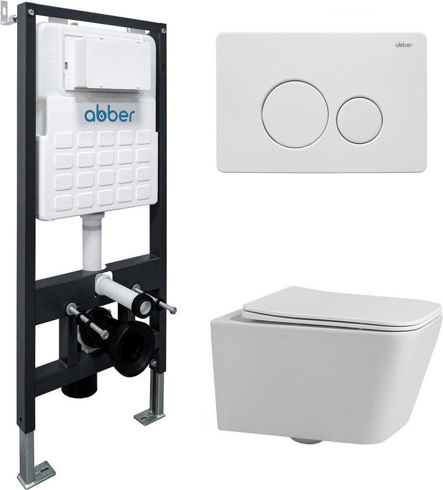 Унитаз подвесной Abber Rechteck AC1201-AC0105-AC0121MW (с кнопкой смыва)