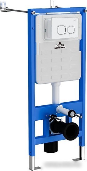 Унитаз подвесной Roxen Simple Compact в комплекте с инсталляцией StounFix Slim 6 в 1 916803 (кнопка: белый глянец)