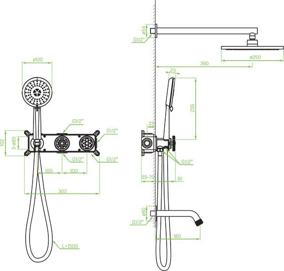 Душевая система Laveo Muro BAU 711P