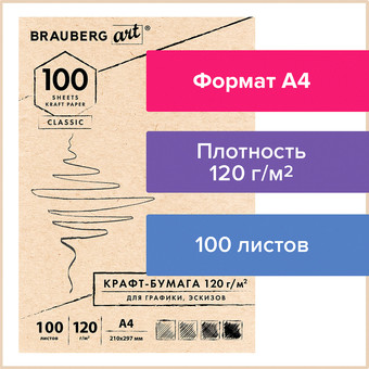 Набор бумаги для рисования BRAUBERG Art Classic 112486 (100 л)